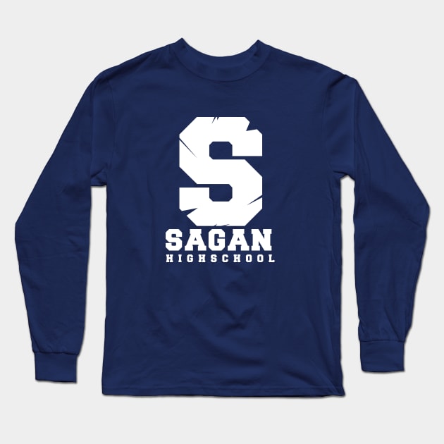 S Sagan Highschool White Long Sleeve T-Shirt by Aspita